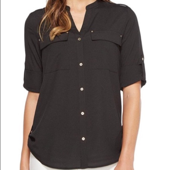 Calvin Klein roll-sleeve blouse - Picture 1 of 6